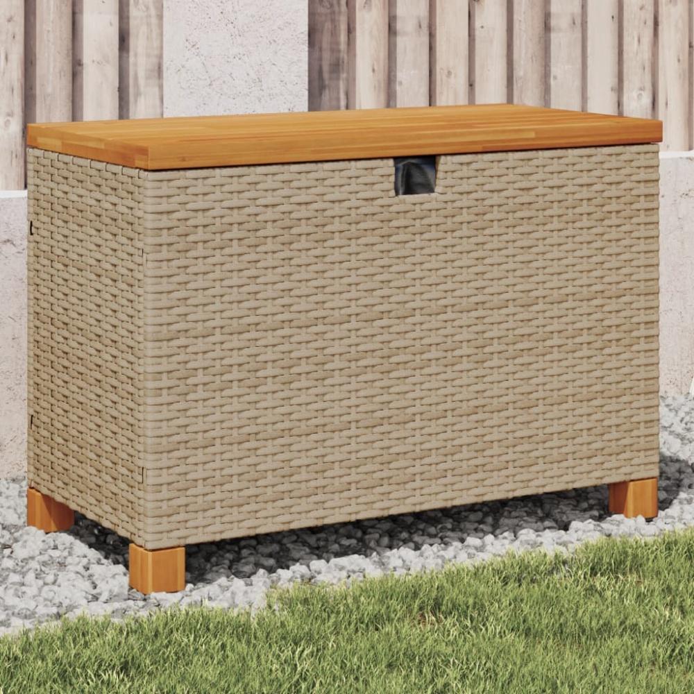 vidaXL Gartentruhe Beige 80x40x48 cm Poly Rattan Akazienholz 366284 Bild 1