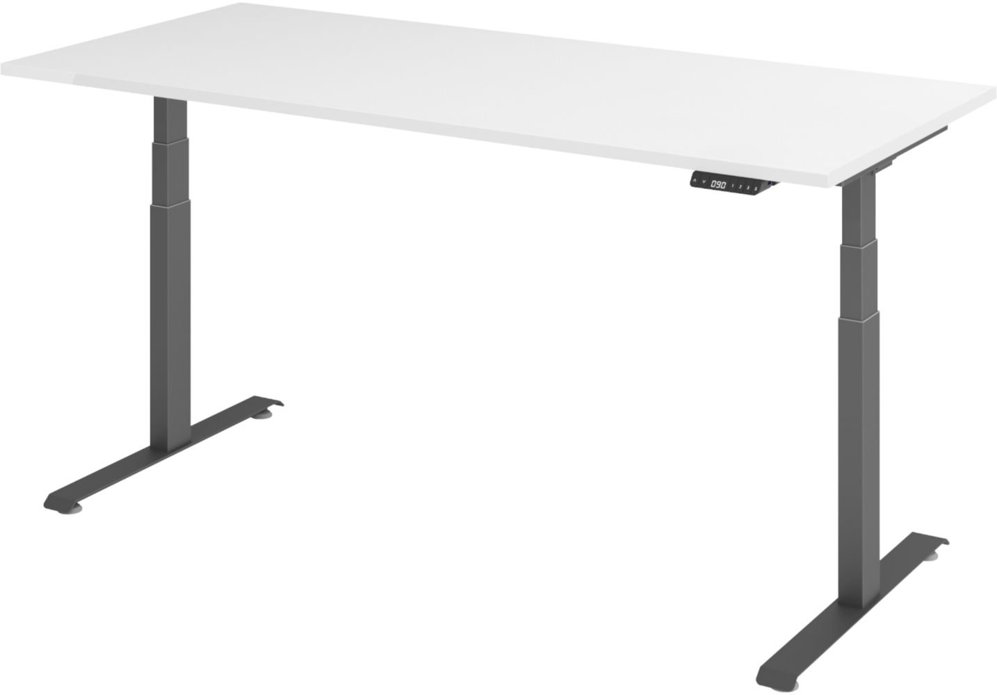 bümö höhenverstellbarer Schreibtisch 180x80 cm in weiß, Gestell graphit - Höhenverstellbar Elektrisch Stehpult mit 3-fach Speicher, Computertisch, Ergonomischer Steh-Sitz Tisch, Bürotisch, LXK65-19-W-G Bild 1