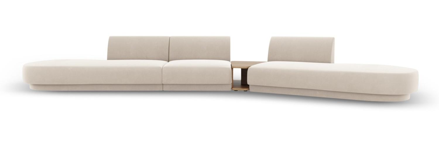 Micadoni Modulares Sofa Miley 5-Sitzer ohne Armlehnen Rechts Samtstoff Helles Beige Bild 1