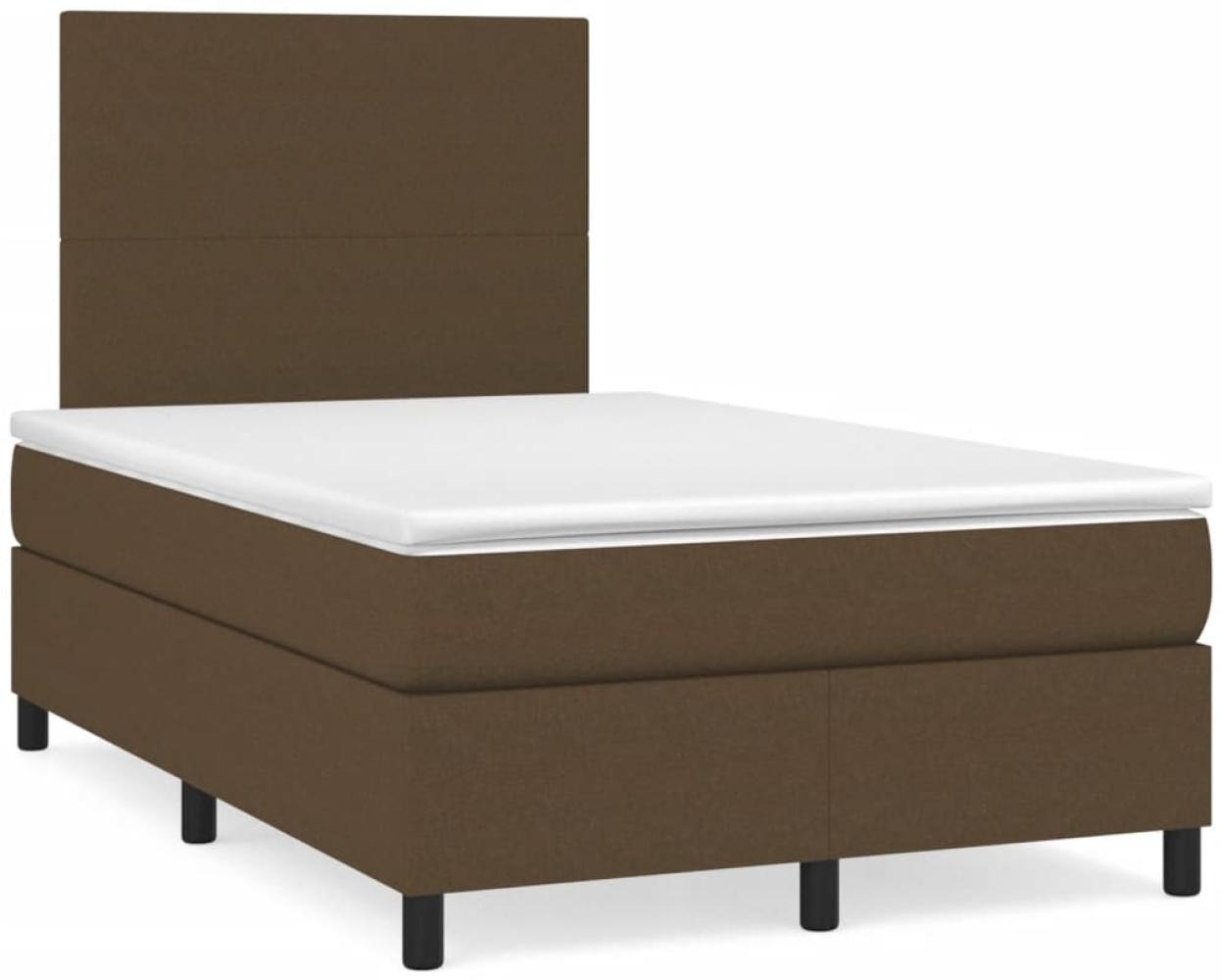 vidaXL Boxspringbett mit Matratze & LED Dunkelbraun 120x190 cm Stoff 3270186 Bild 1