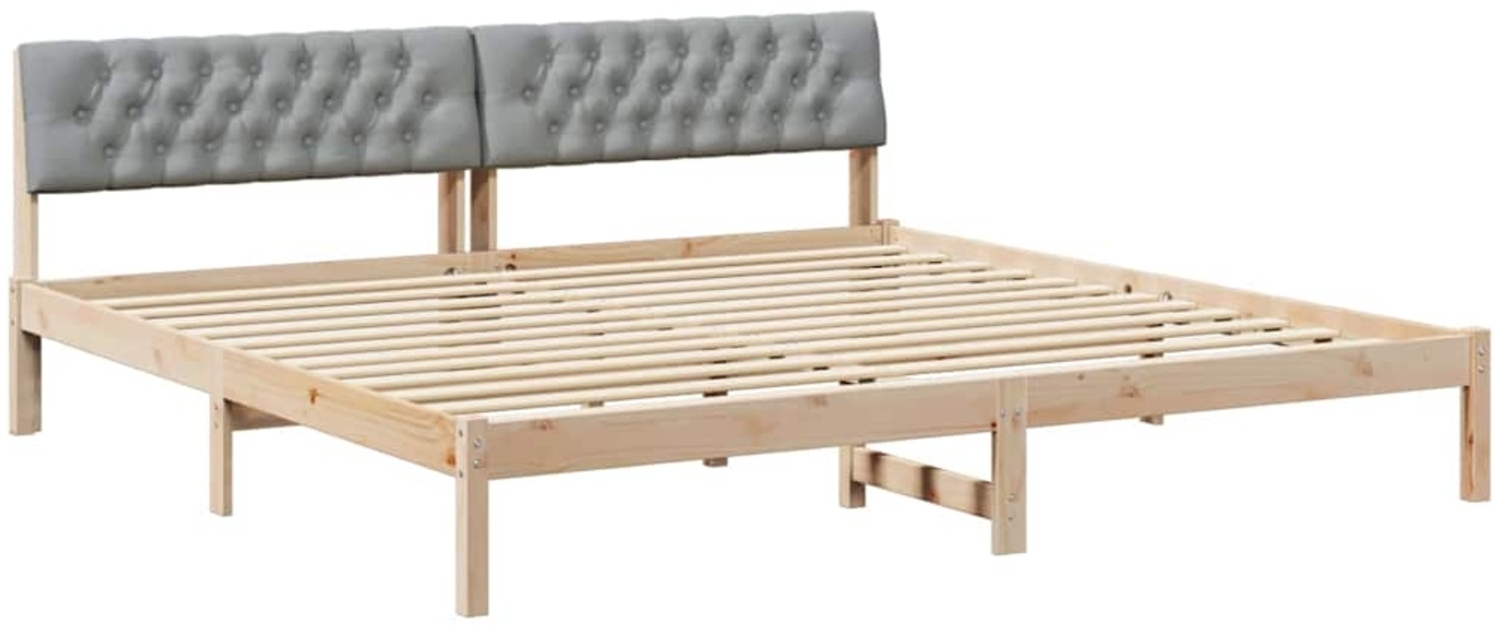 vidaXL Bettgestell Braun und hellgrau 200 x 200 cm Massivholz Kiefer 3394338 Bild 1
