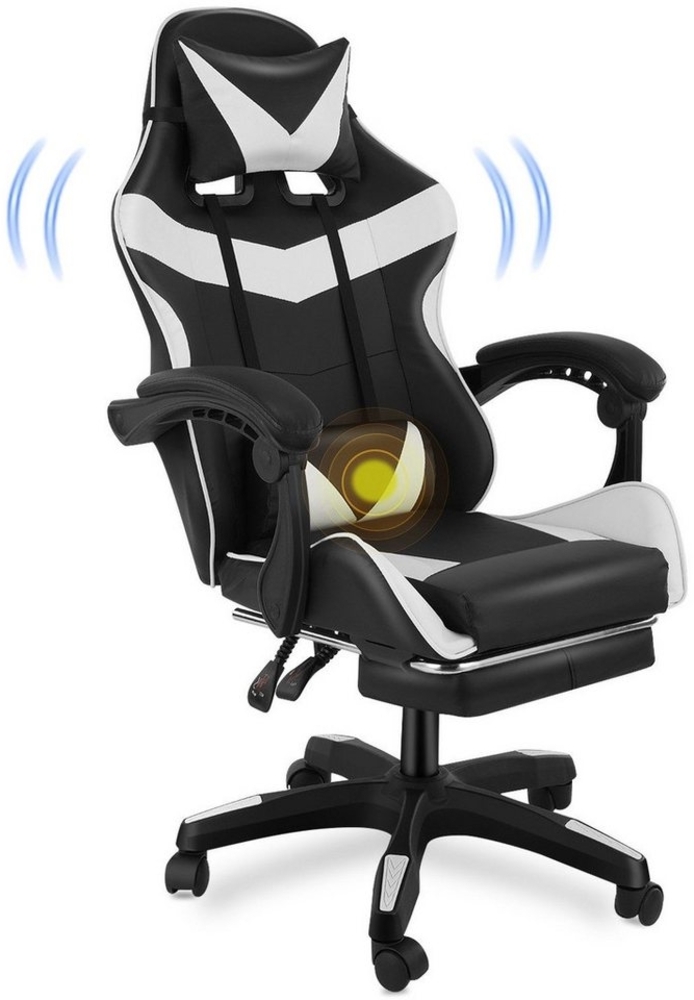 WILGOON Gaming Chair Gaming-Stuhl Bürostuhl mit Massagefunktion, Ergonomisch Gaming Stuhl (Computerstuhl mit Fußstütze, Armlehnen, Kopfstütze, Lenden-Kopfkissen, Massagefunktion, 1 St), Racing PC Stuhl, Maximale Belastung 150 kg, 360° drehbar Bild 1