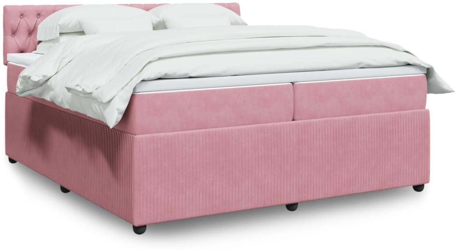 vidaXL Boxspringbett mit Matratze Rosa 200x200 cm Samt 3287841 Bild 1