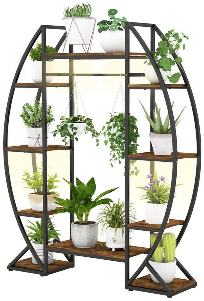 COSTWAY Blumenständer, 10-stöckiger Pflanzenständer mit Licht, Metall Bild 1