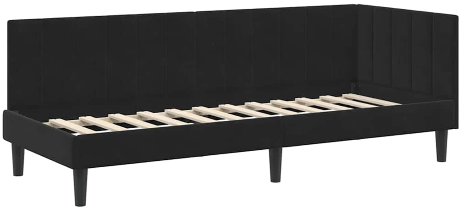 vidaXL Eckbettgestell mit Kopfteil Schwarz 80 cm x 200 cm Stoff 42016333 Bild 1