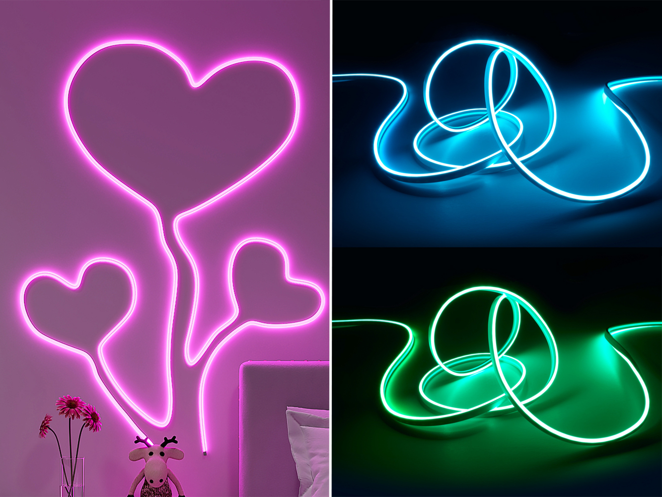 LED Streifen NEON mit Fernbedienung, RGB Farbwechsel & Dimmer - 3 Meter Bild 1