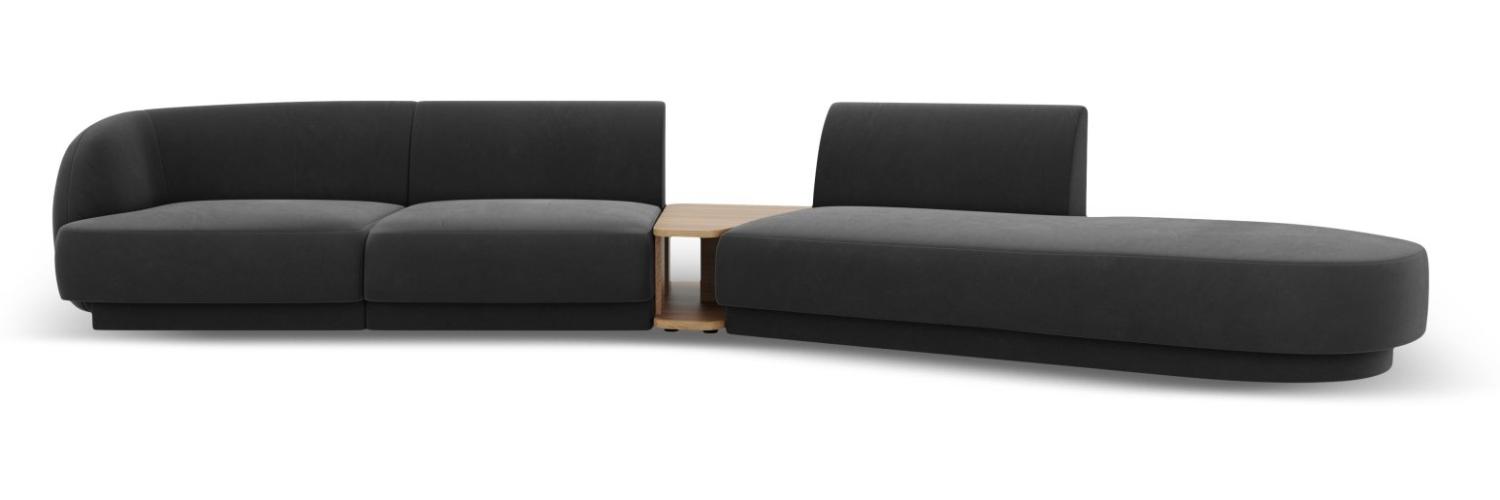 Micadoni Modulares Sofa Miley 4-Sitzer mit 1 Armlehne Rechts Samtstoff Grau Bild 1