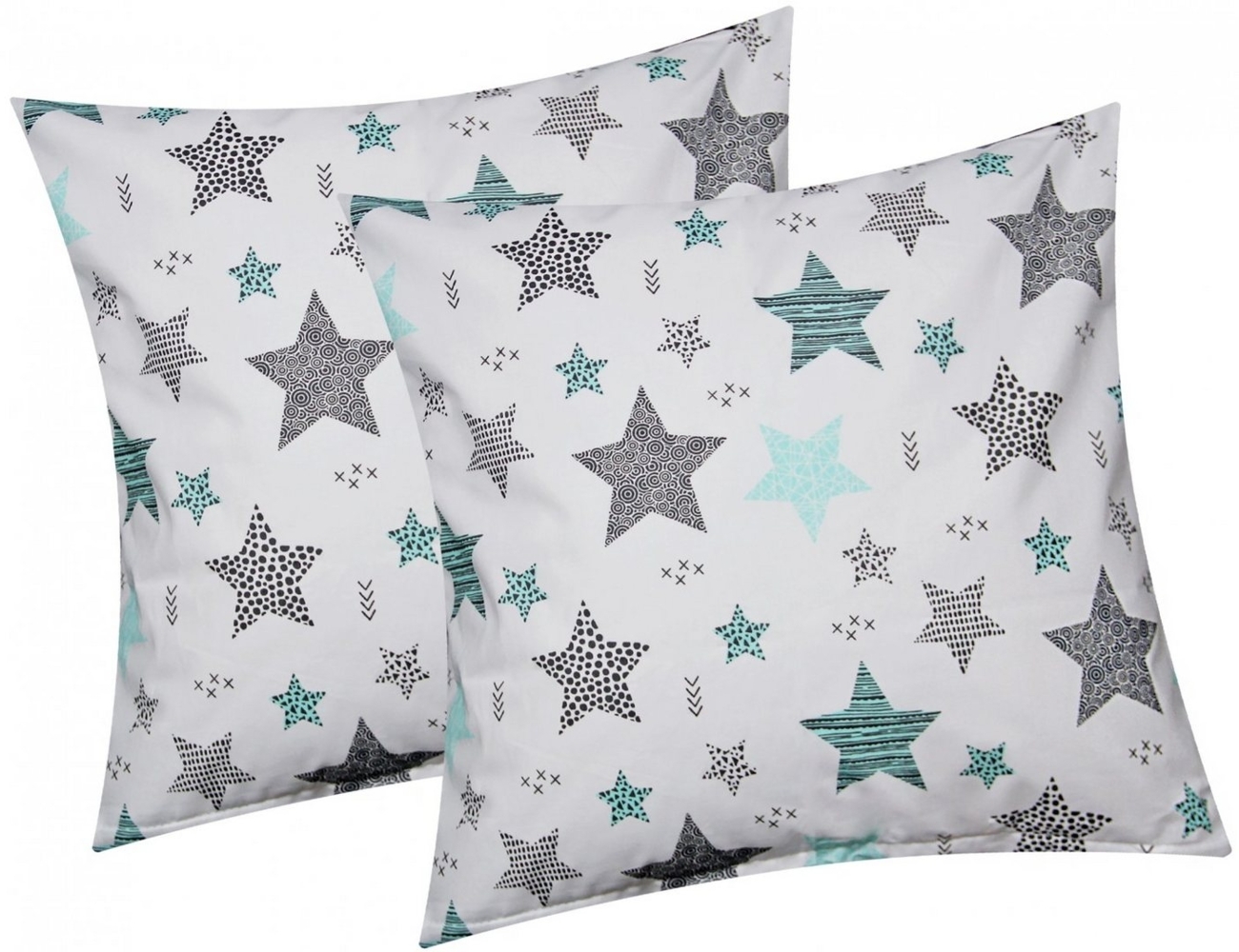 Heubergshop Kissenbezug, (2 Stück), 40x40cm Kissenhülle Sterne Kreise Punkte 100% Baumwolle (560/1-40x40) Bild 1