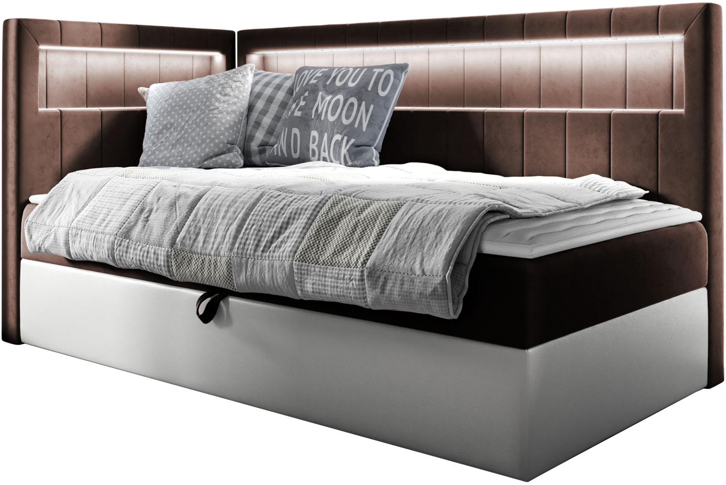 Boxspringbett 'Gladino Junior 3' braun 90 x 200 cm Links Bild 1