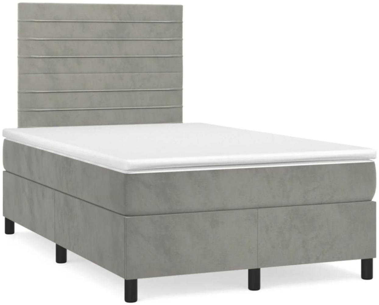 vidaXL Boxspringbett mit Matratze Hellgrau 120x190 cm Samt 3270001 Bild 1