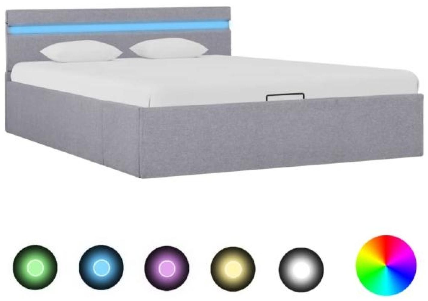 vidaXL Bett mit Bettkasten Hydraulisch LED Hellgrau Stoff 140x200 cm 285609 Bild 1