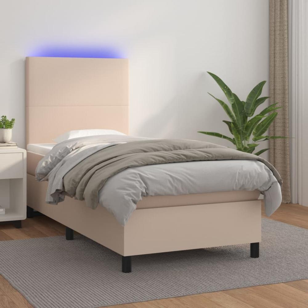 vidaXL Polsterbett mit Matratze & LED Cappuccino-Braun 80x200 cm [3135794] Bild 1