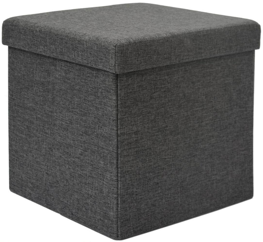 Faltbarer Sitzhocker 38x38x38cm Fußhocker Polsterhocker 42L Ottomane Leinen Grau Bild 1