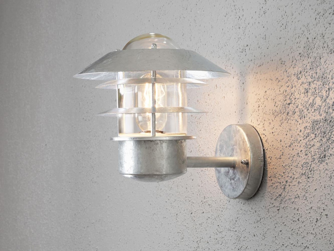 Stylische LED Außen Wandlaterne stehend, Stahl Silber, Höhe 24cm Bild 1