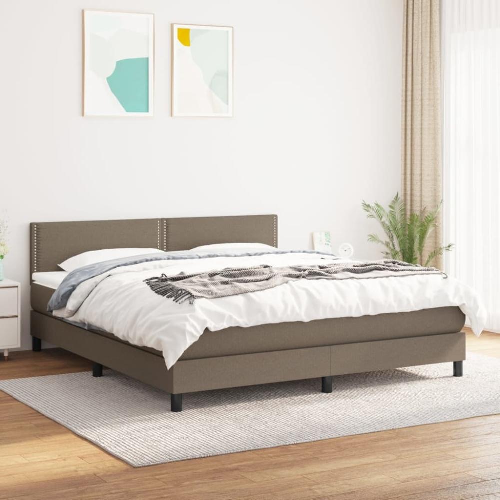 vidaXL Boxspringbett mit Matratze Taupe 160x200 cm Stoff 3139989 Bild 1