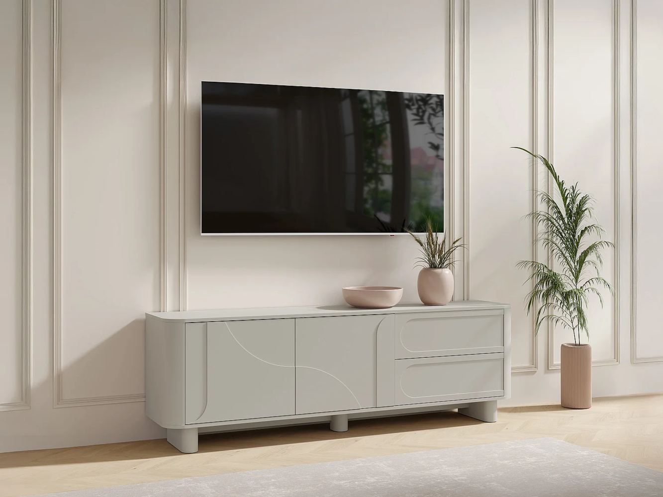 Vente-unique - TV-Möbel - 2 Türen & 2 Schubladen - Beige - DIGARA Bild 1