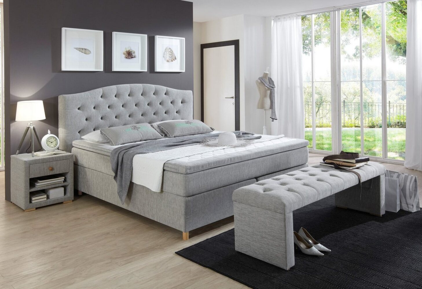 Home affaire Boxspringbett Claire, mit Vollmassiv-Unterbox, incl. Topper, verschiedene Härtegrade Bild 1