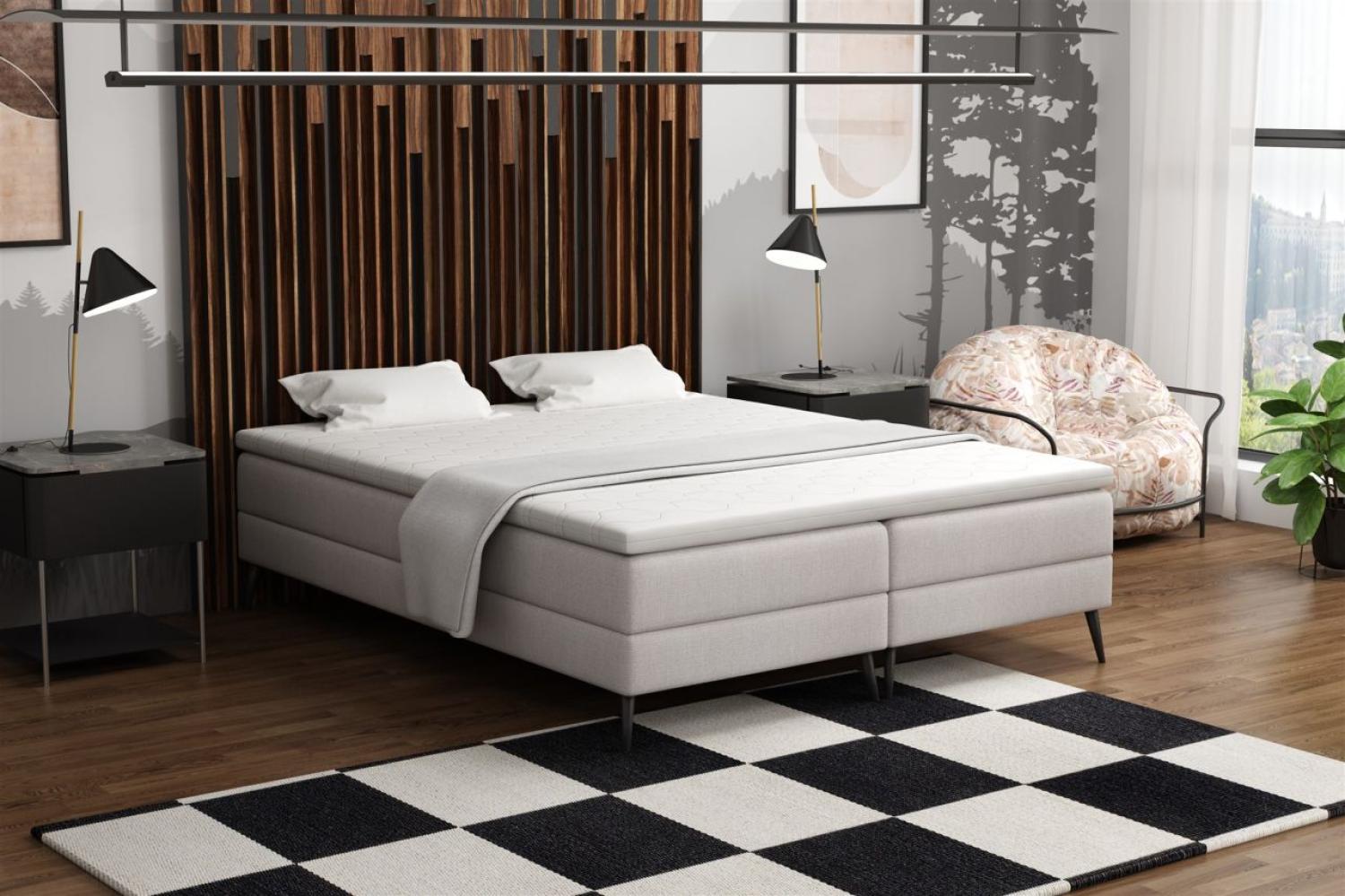 Boxspringbett Schlafzimmerbett BREST 160x200cm Stoff Soro Hellgrau Bild 1