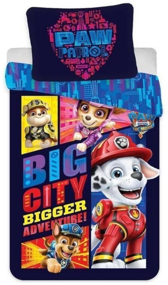 PAW PATROL Babybettwäsche PAW Patrol Baby Bettwäsche 100x135 Motiv "Big City - 2", 100% Baumwoll, mit versteckten Druckknöpfen verschlossen, 100% Baumwolle Bild 1