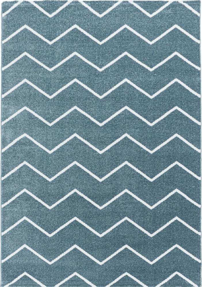 Kurzflor Teppich Roberto rechteckig - 200x290 cm - Blau Bild 1