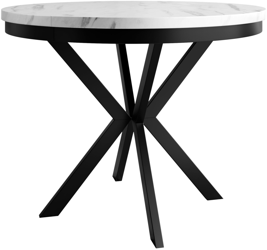 Esstisch Ewagio 120 (Farbe: Schwarz / Bianco Marmor) Bild 1