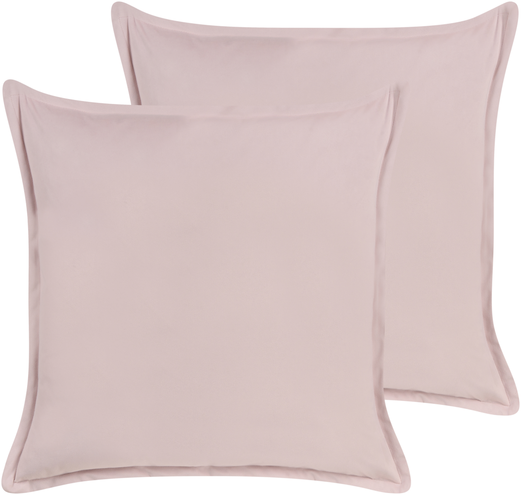 Kissen 2er Set EUSTOMA Samtstoff 60 x 60 cm Kein Muster Rosa Bild 1