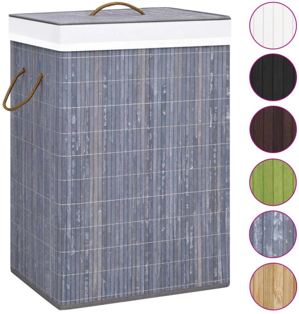 vidaXL Bambus-Wäschekorb mit 2 Fächern Grau 72 L 320741 Bild 1