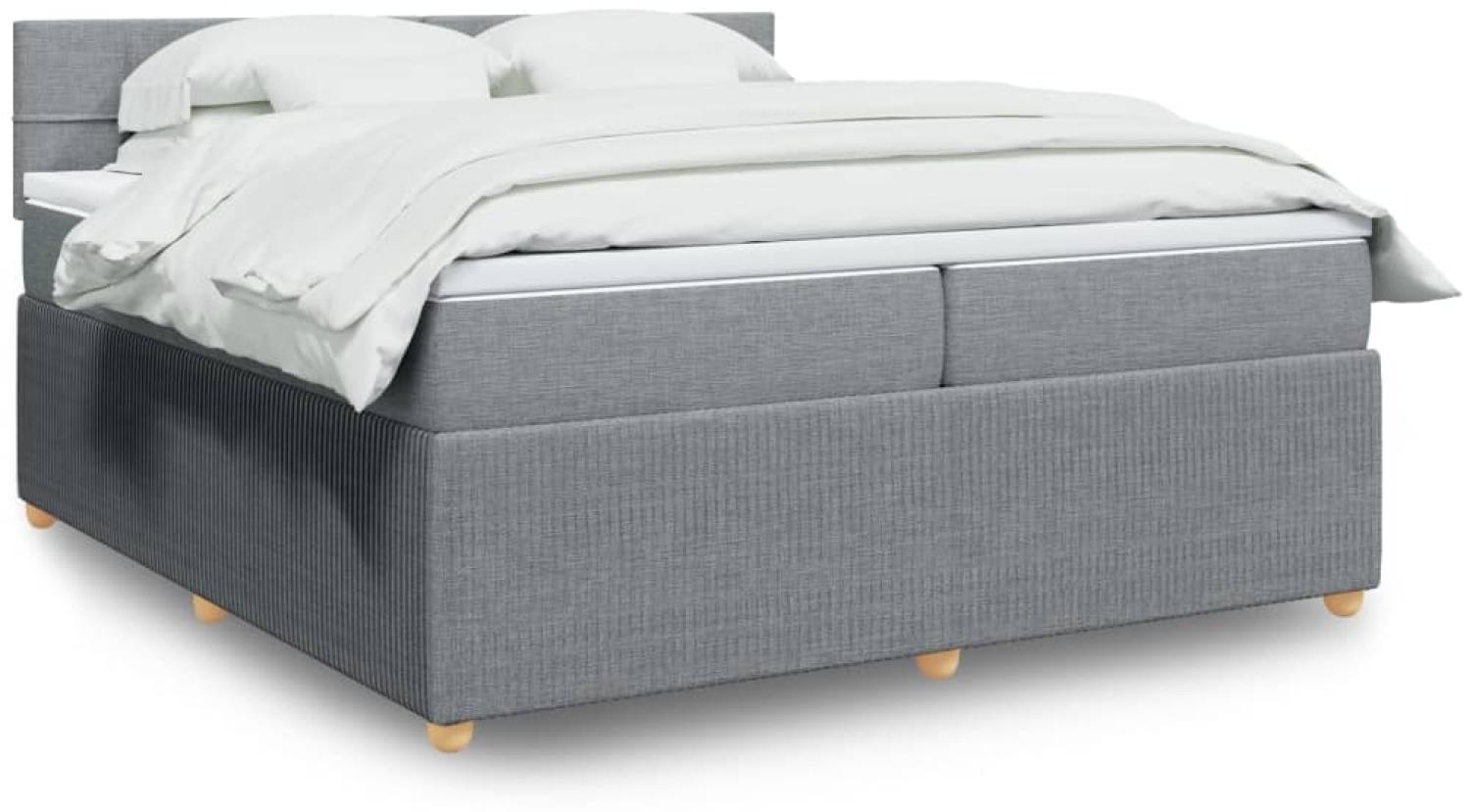 vidaXL Boxspringbett mit Matratze Hellgrau 200x200 cm Stoff 3289863 Bild 1