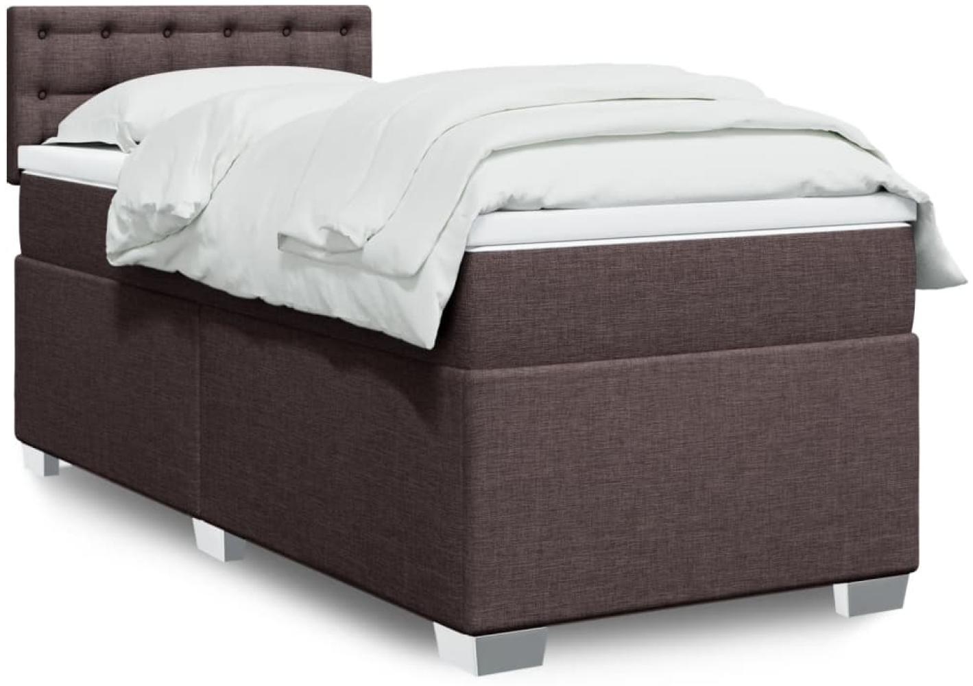 vidaXL Boxspringbett mit Matratze Dunkelbraun 100x200 cm Stoff 3288116 Bild 1