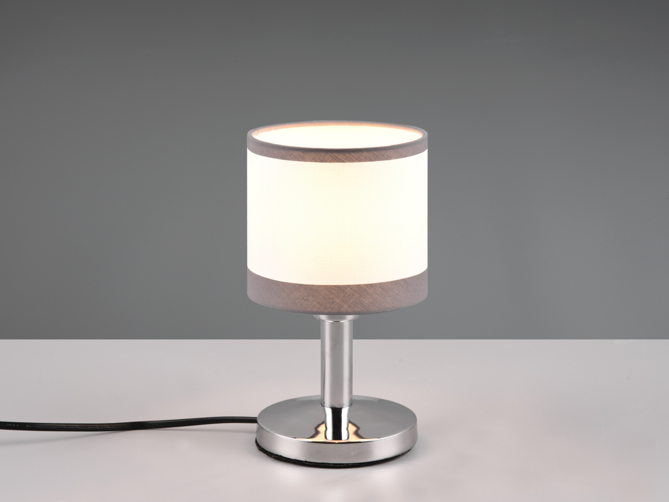 Tischleuchte DAVOS mit Stoffschirm in Weiß/Grau, Touchfunktion Höhe 22,5cm Bild 1