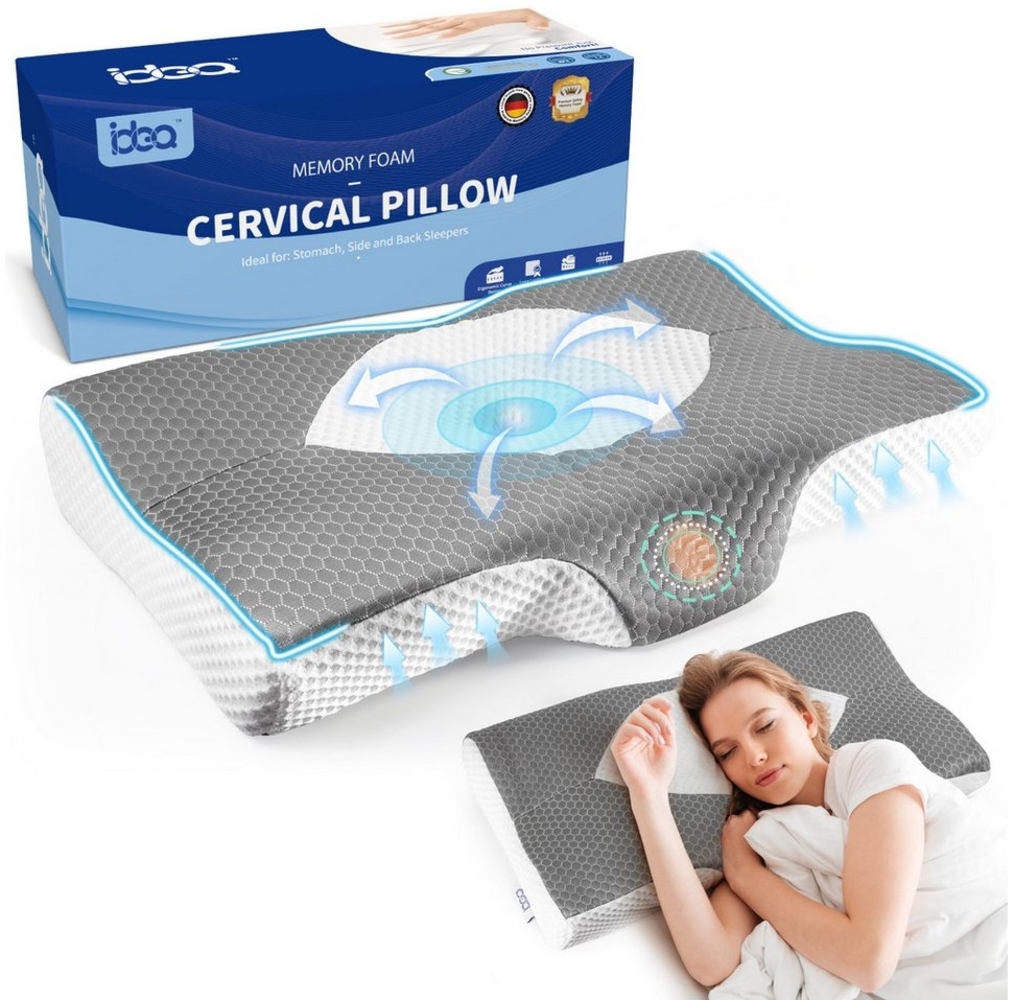 Esun Kopfkissen Kopfkissen, Ergonomisches Memory Foam Kissen, Orthopädisches Kissen, Füllung: Rückstellschaum, Rückenschlafer, Seitenschlafer, Bauchschlafer, Set, Kissen vom OEKO-TEX® und CertiPUR Getestet, Kopfkissen für Seiten Rücken Bauchschläfer (6... Bild 1