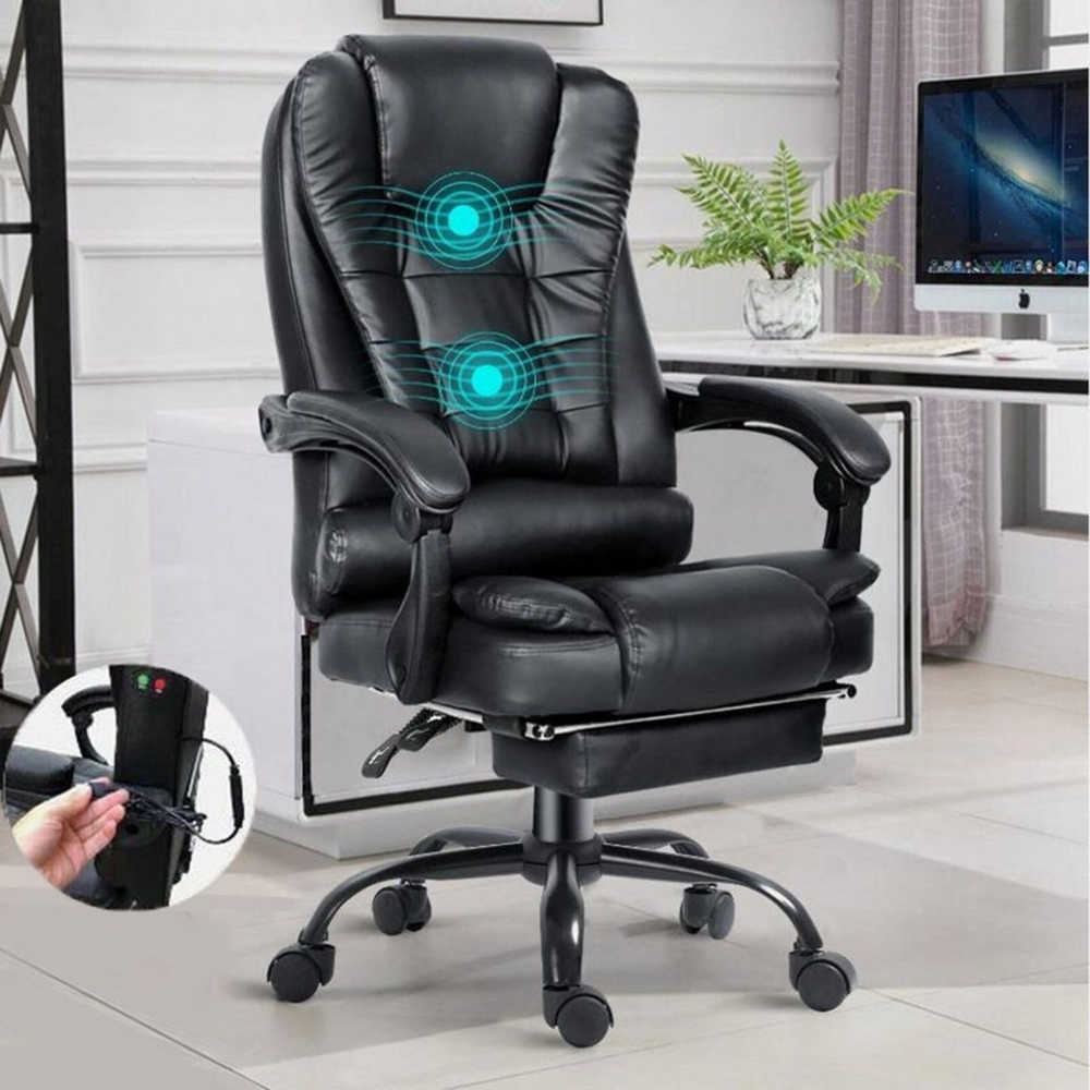 oyajia Bürostuhl Ergonomischer Bürostuhl Massage Chefsessel Drehstuhl Gaming Büro Stuhl, Drehsessel mit verstellbare Lendenkissen, Kopfkissen und Armlehnen Bild 1