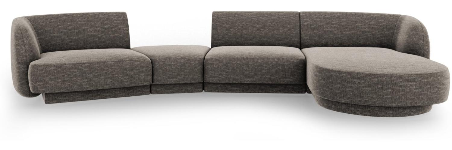 Micadoni Modulares Sofa Miley mit Recamiere 4-Sitzer Rechts Chenille Grau Bild 1