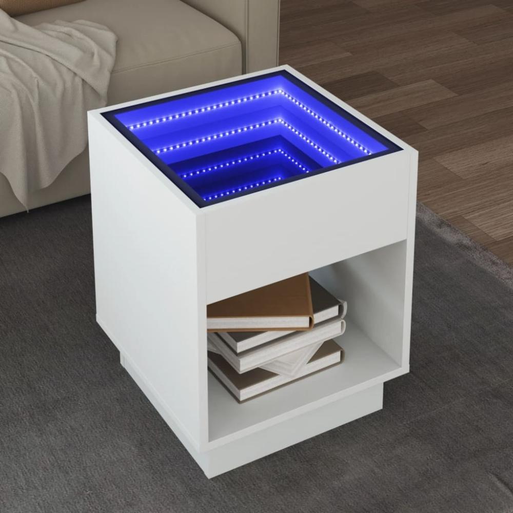 vidaXL Couchtisch mit Infinity-LED Weiß 40x40x50 cm 847644 Bild 1