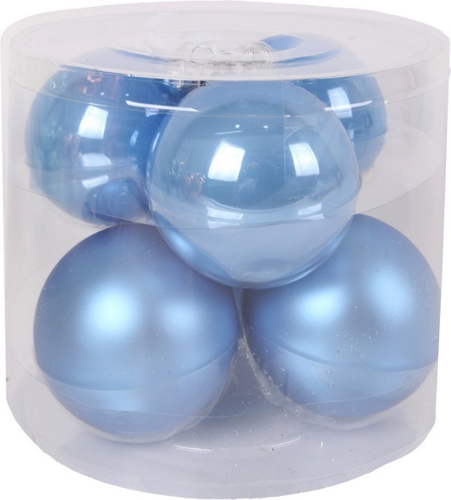 TrendLine Weihnachtskugeln aus Glas Ø 8 cm sky blue 6 Stück Bild 1