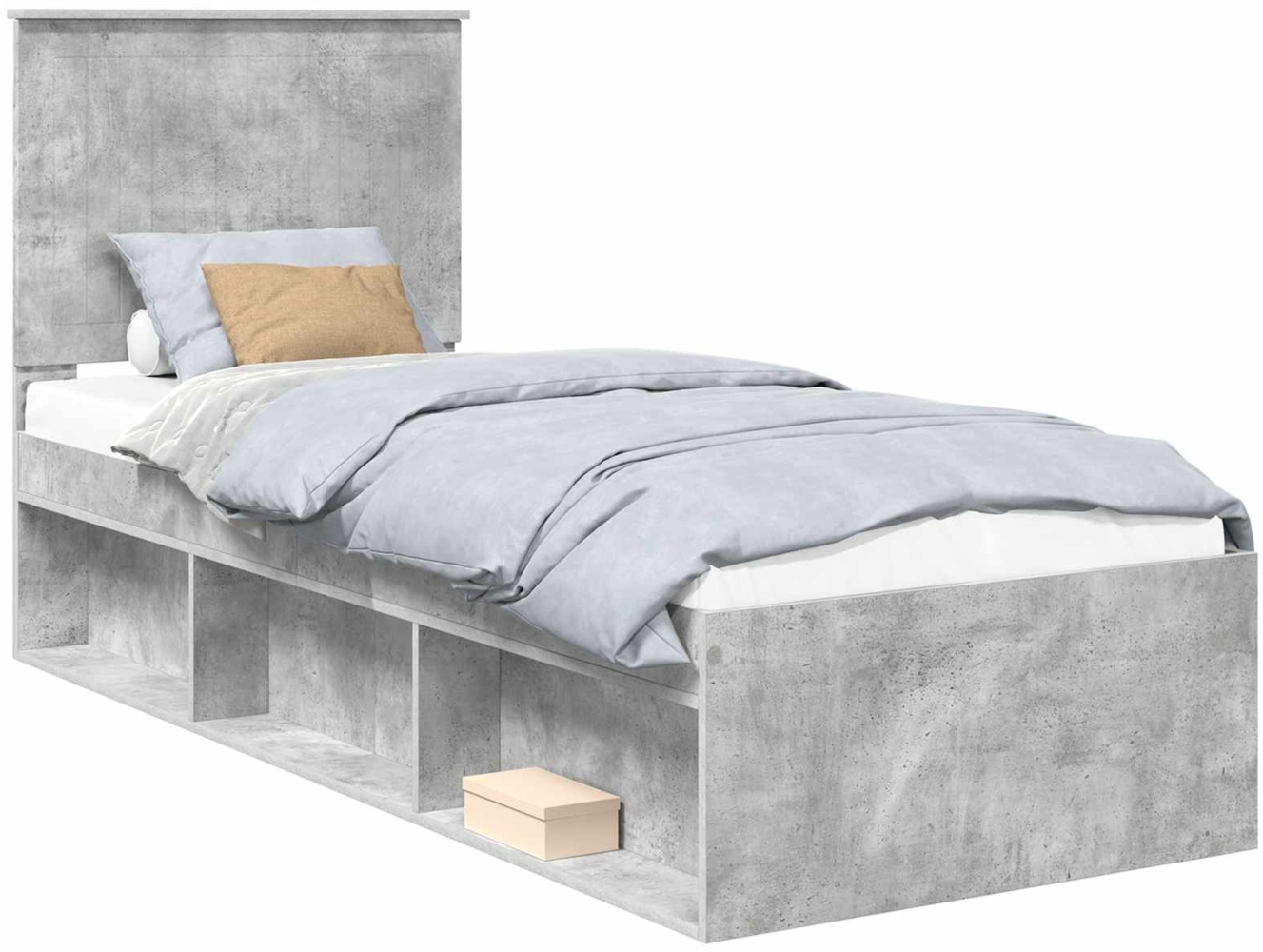 vidaXL Bettrahmen Beton Grau 75 x 190 cm Massives Kiefernholz 3411076 Bild 1