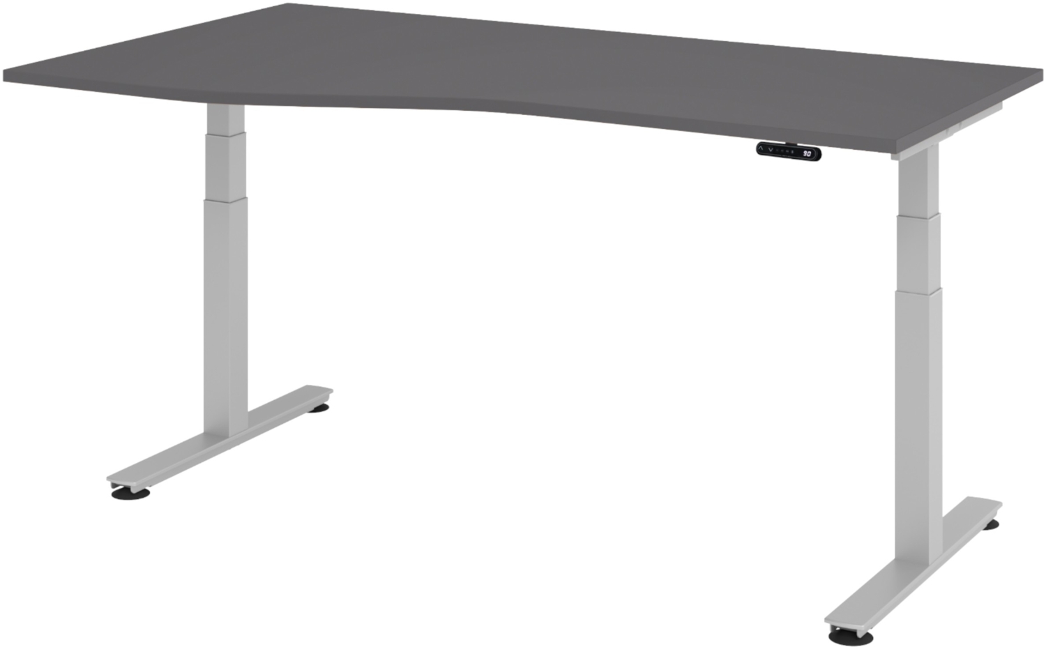 bümö elektrisch höhenverstellbarer Schreibtisch 180x100 cm in graphit, Gestell silber - Schreibtisch höhenverstellbar elektrisch mit Memory-Steuerung, Steh-Sitz Tisch, XDSM-18-G-S Bild 1