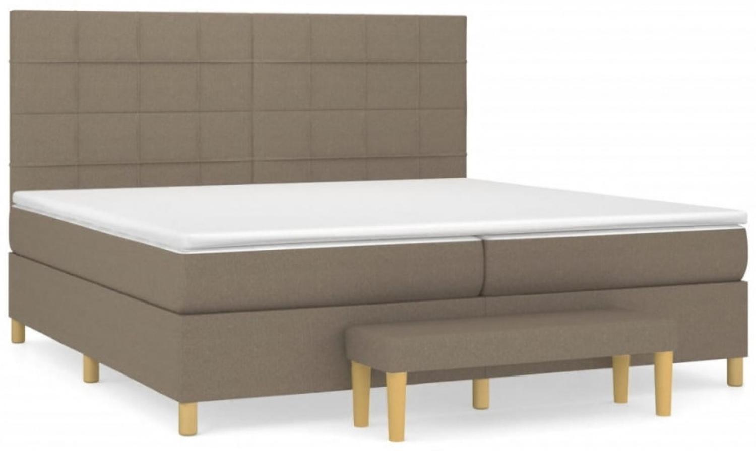 vidaXL Boxspringbett mit Matratze Stoff Taupe 200 x 200 cm, Härtegrad: H2 [3137185] Bild 1