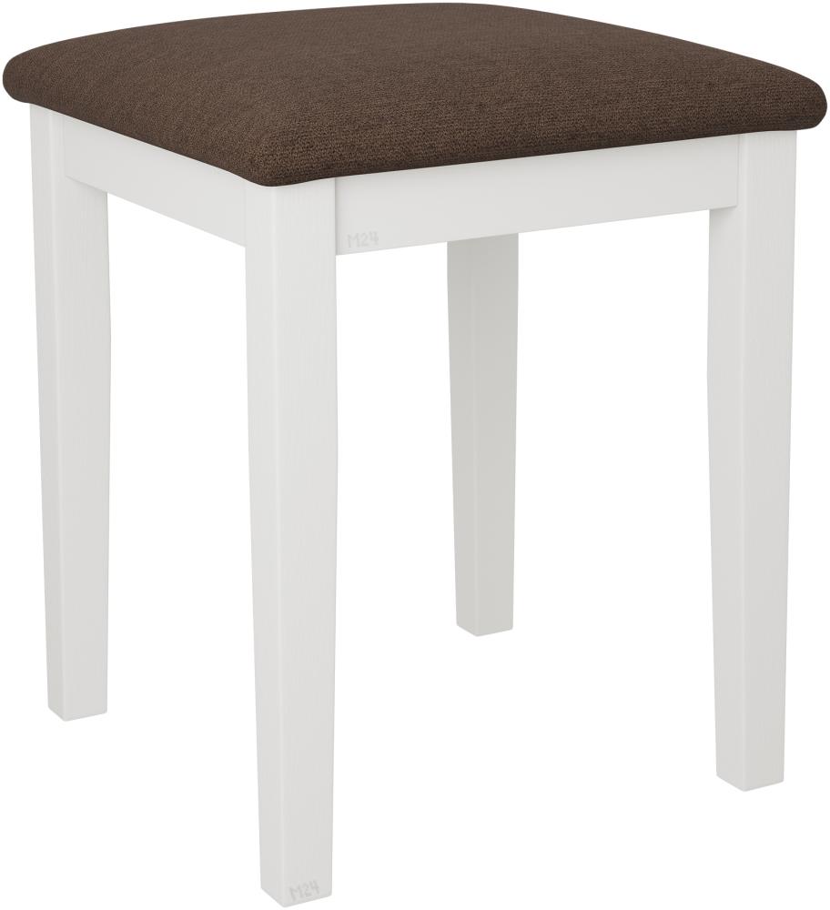 Hocker T3, Schemel bis 120 kg, aus Buchenholz, 36x36x47 cm (Stoff: Soro 28, Holzfarbe: Weiß) Bild 1