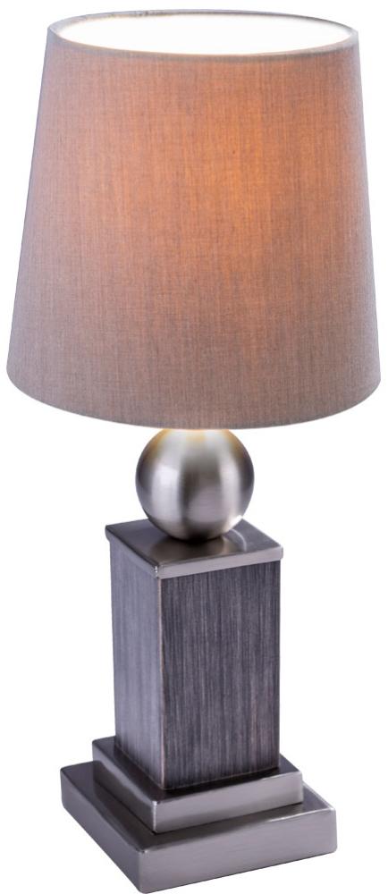 LED Textil Tischleuchte, Holz, nickel matt, Höhe 34 cm, ROLLO Bild 1