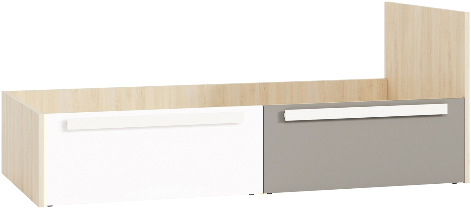 Bett "Drop" Stauraumbett 90x200cm Fjord Buche grau weiß Bild 1