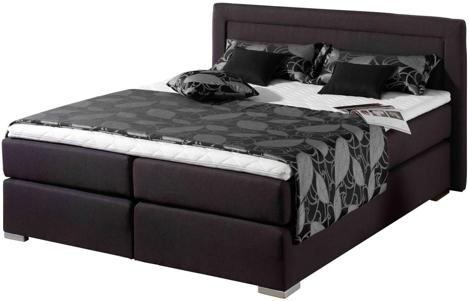 Maintal Boxspringbett Mambo, 140 x 200 cm, Strukturstoff, 7-Zonen-Kaltschaum Matratze H2, anthrazit Bild 1