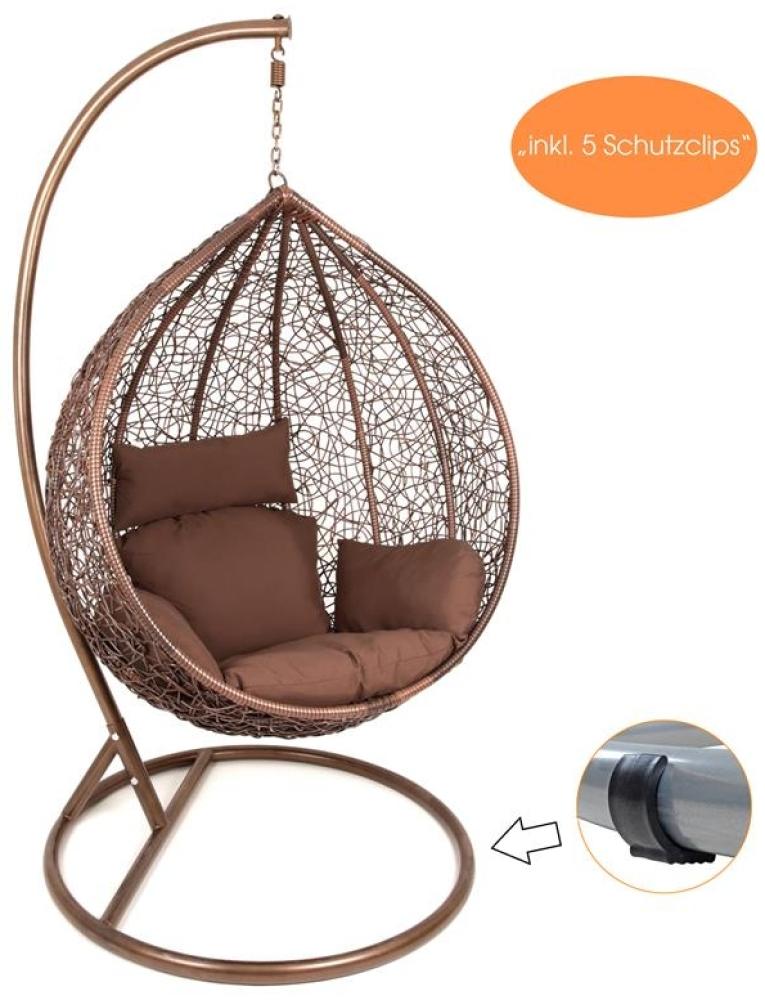 Rattan Hängesessel mit Gestell Polyrattan Hängekorb braun Relax Gartensessel Bild 1