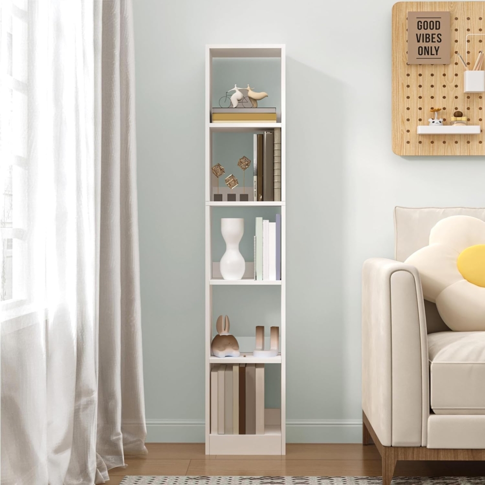 Bücherregal, 5-Tier Bücherschrank, Würfelregal, Modernes offenes Regal aus Holz, Aufbewahrungsregale und Präsentationsregale für Wohnzimmer, Home Office, Schlafzimmer, Weiß Bild 1