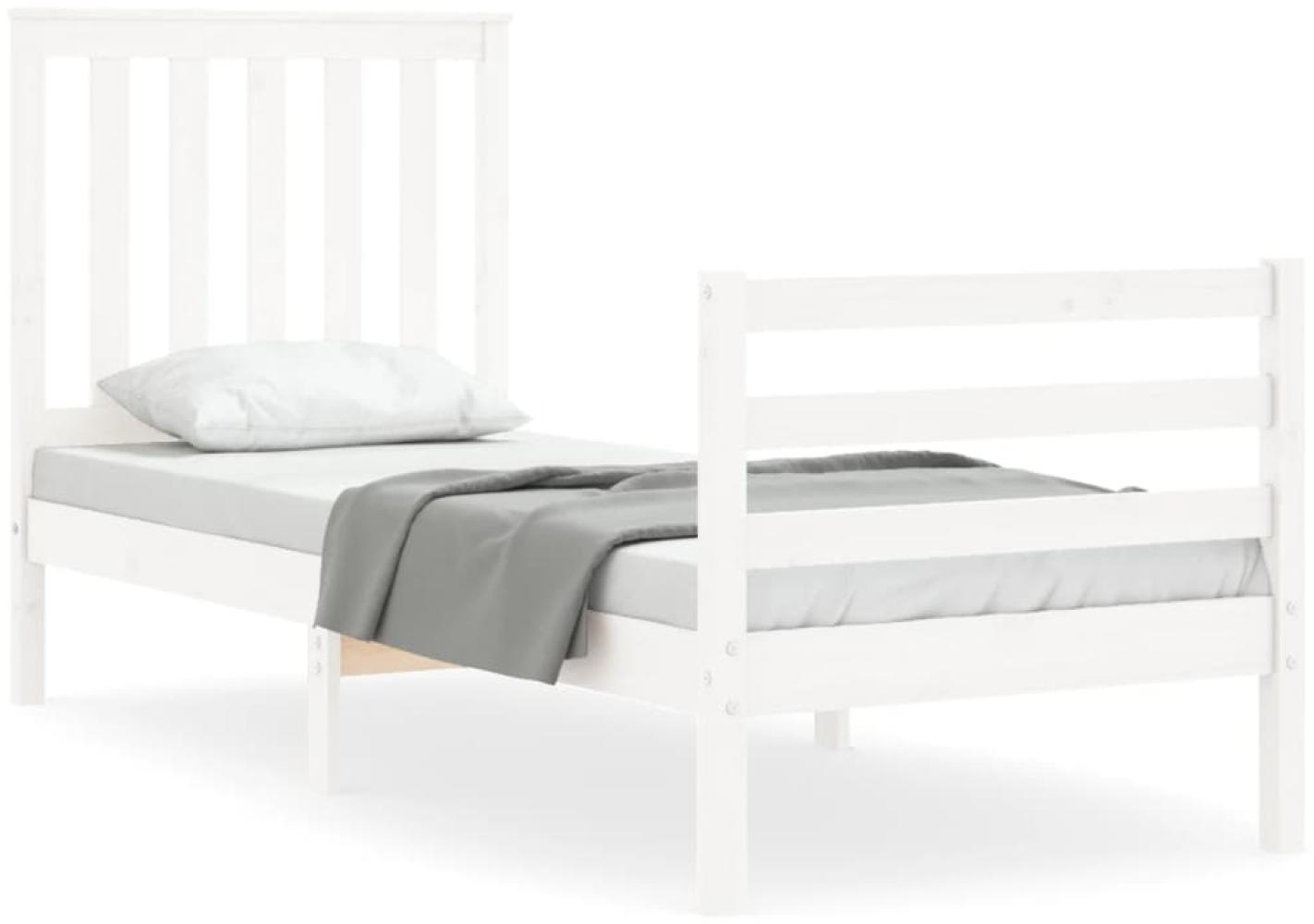 vidaXL Massivholzbett mit Kopfteil Weiß 3194207 Bild 1