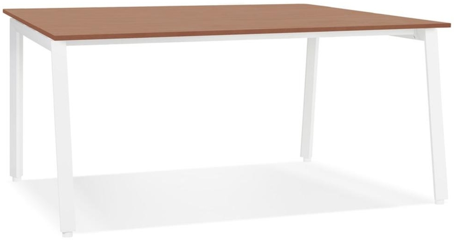 Kadima Design Arbeitstisch Walnuss-Dekor | 160x80 cm | Büro elegant funktional | braun-weiß | Schreibtisch Bild 1