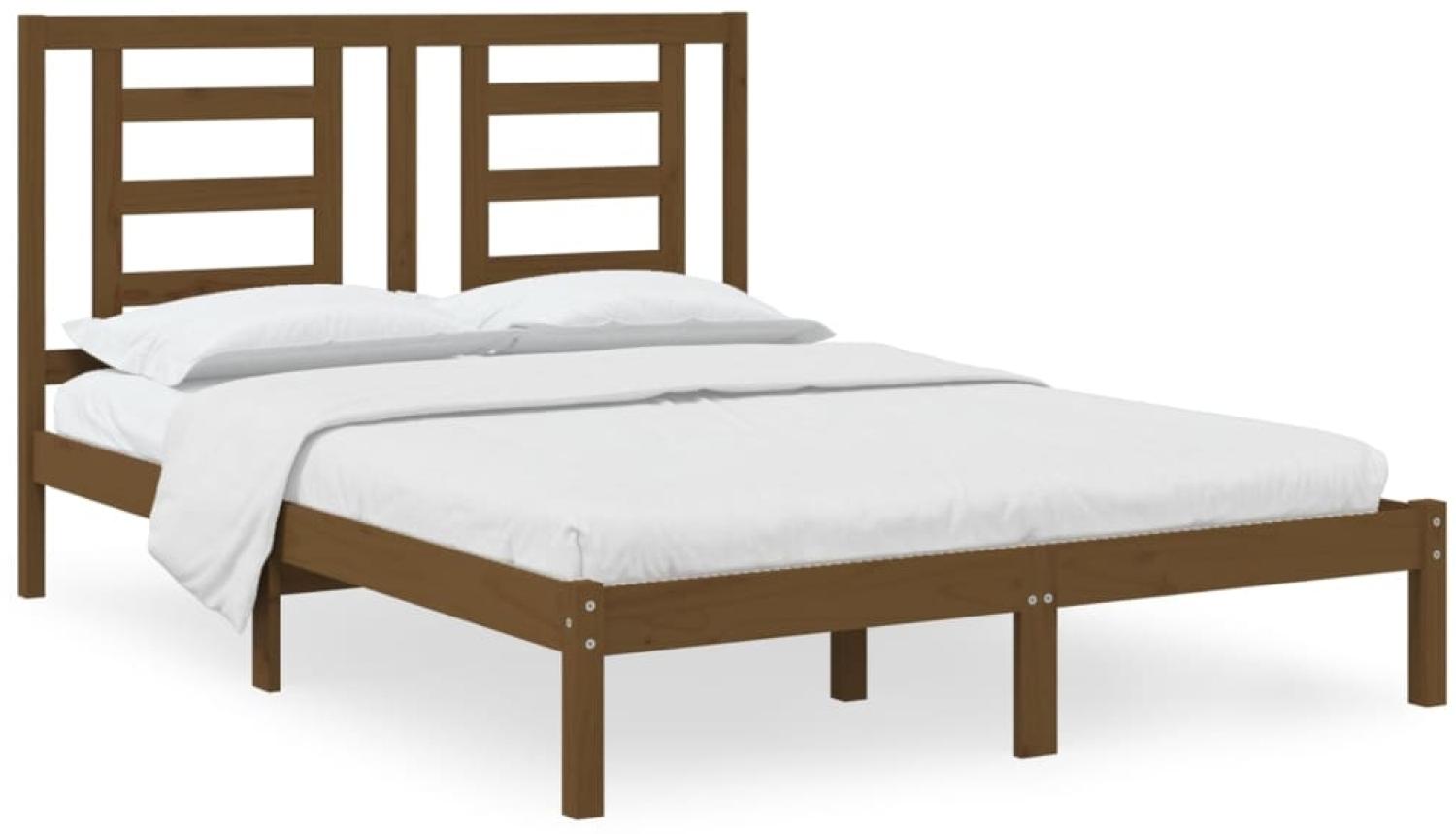 vidaXL Massivholzbett Honigbraun Kiefer 150x200 cm 5FT King Size [3104356] Bild 1