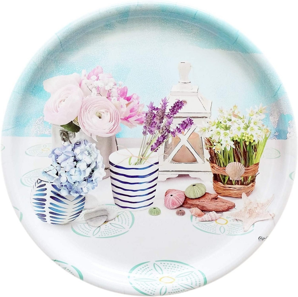Lashuma Tablett Romantik, Kunststoff, (1-tlg, 40 cm), Großes Kaffeetablett blau weiß Bild 1