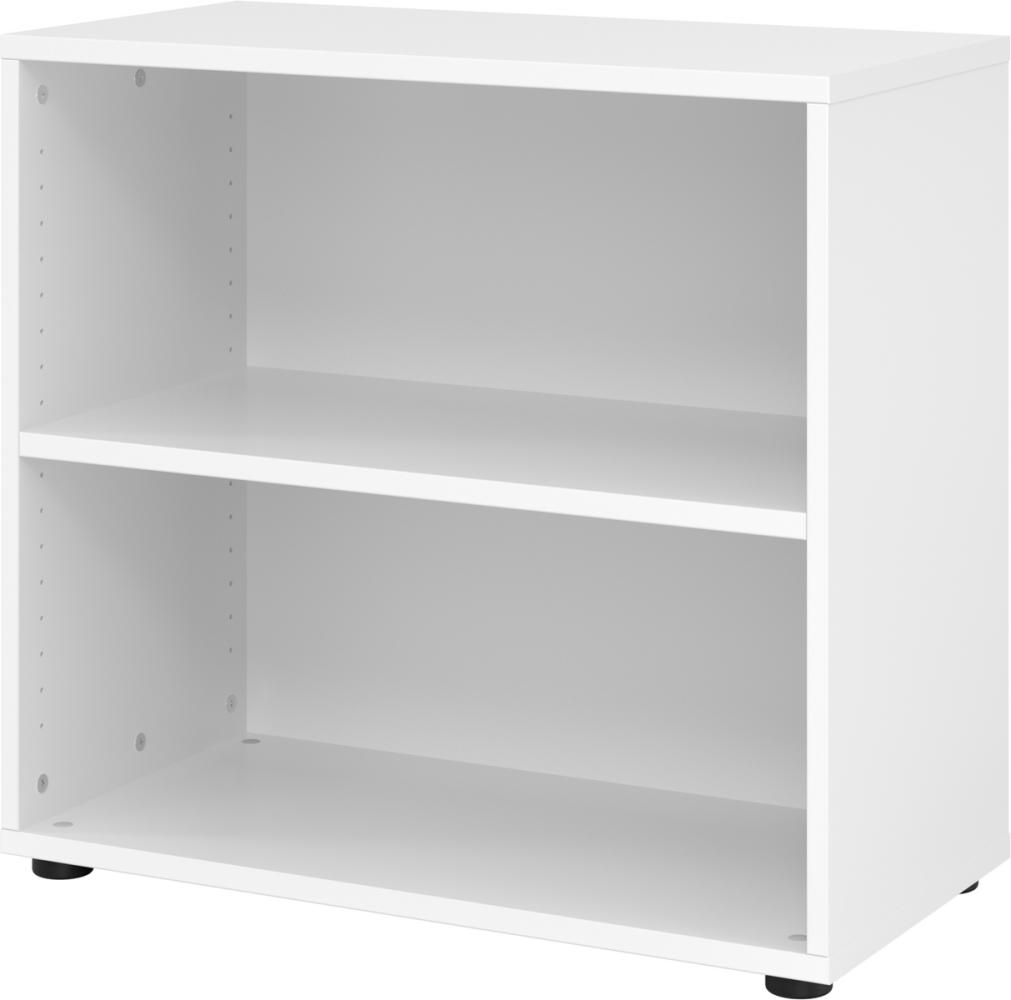 bümö Regal weiß, Standregal aus Holz für 2 Ordnerhöhen - Bücherregal klein 80 cm breit, Aktenregal für Ordner & Bücher, kleines Büroregal, Holzregal, Ordnerregal, Buchregal Dachschräge, 928RE-W Bild 1