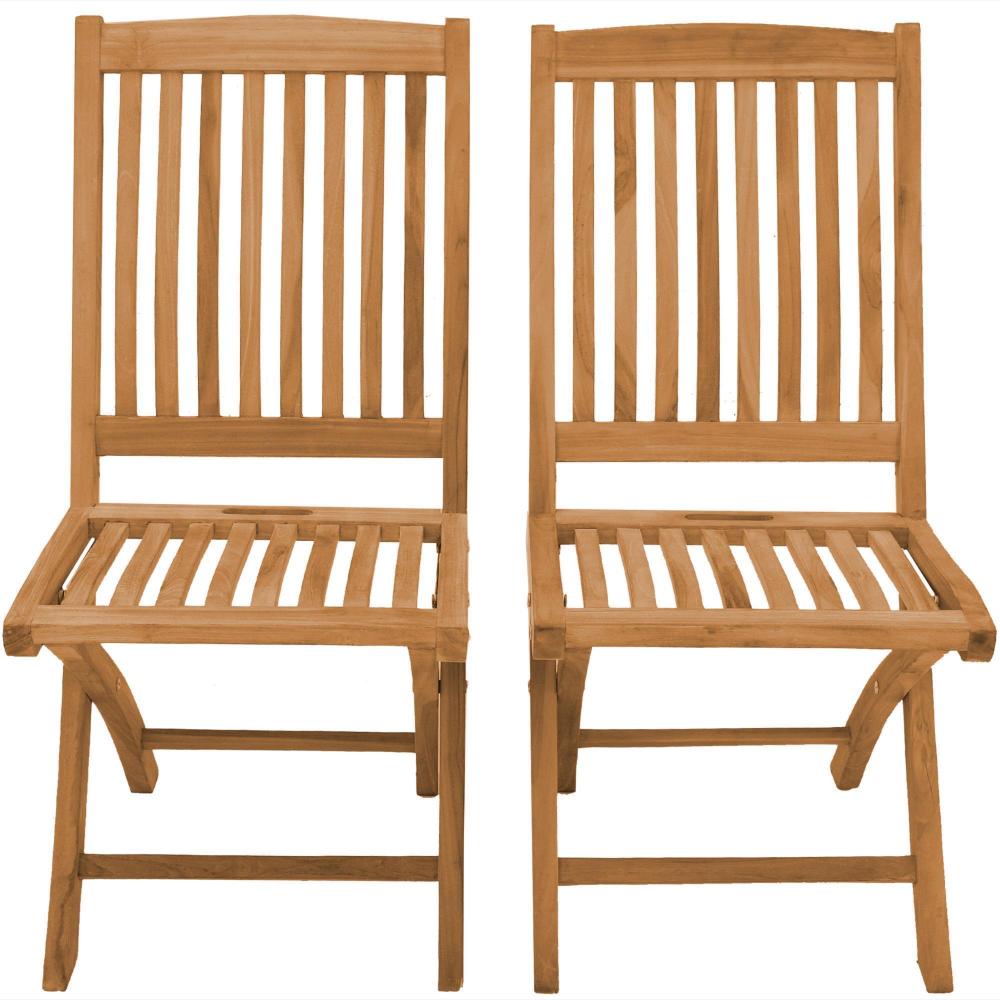 Teak Klappstuhl Ancona - 2 Stück 90 cm Grün Bild 1